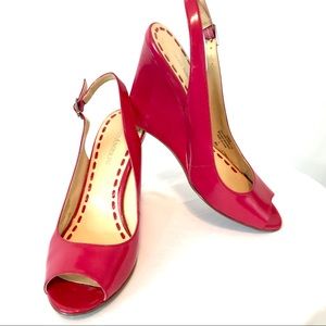 Enzo Angioloni Hot Pink Peep-toe Slingback Pumps